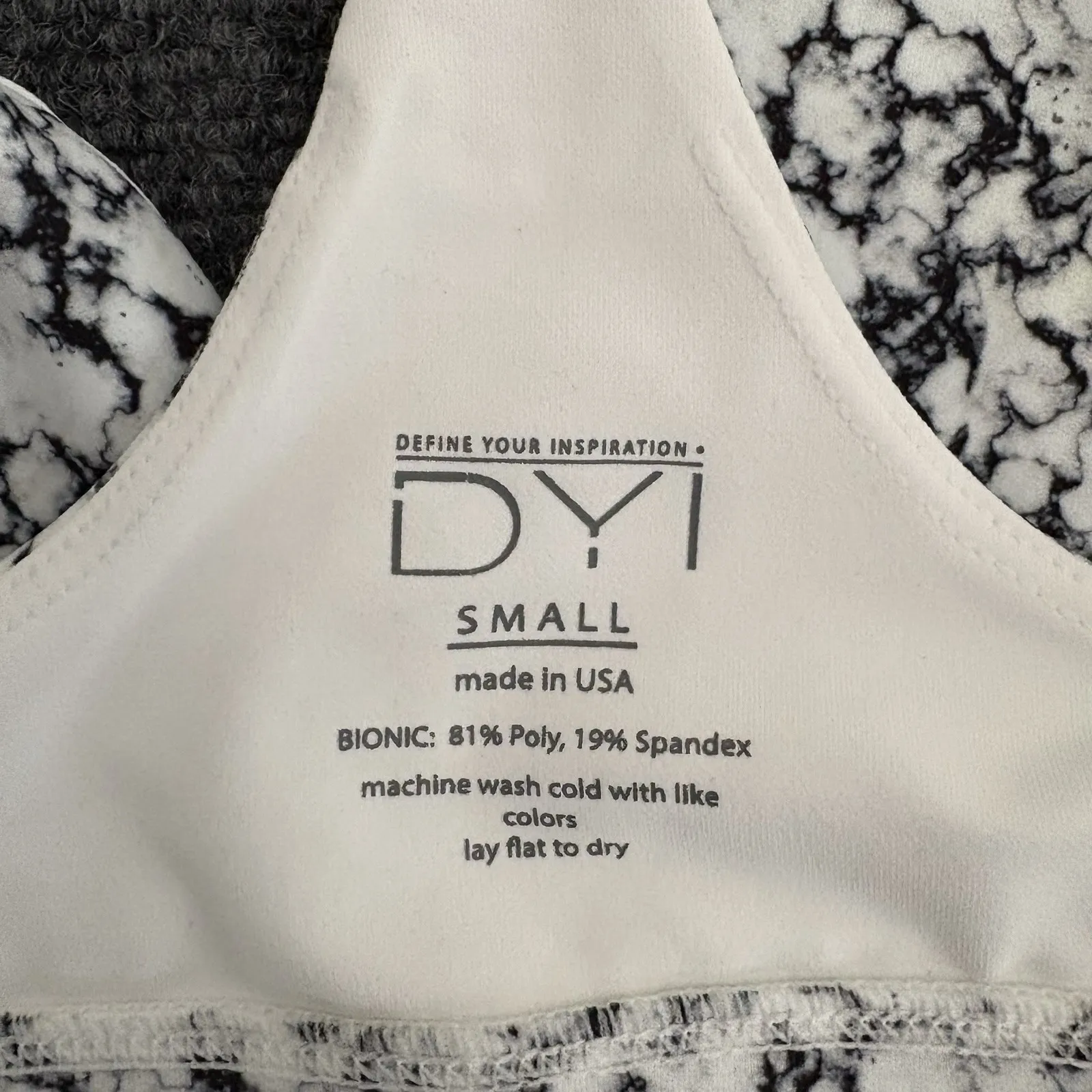 Women's Gray‎ White Marble Print Define Your Inspiration Sports Bra Top Size S Gray - Image 5