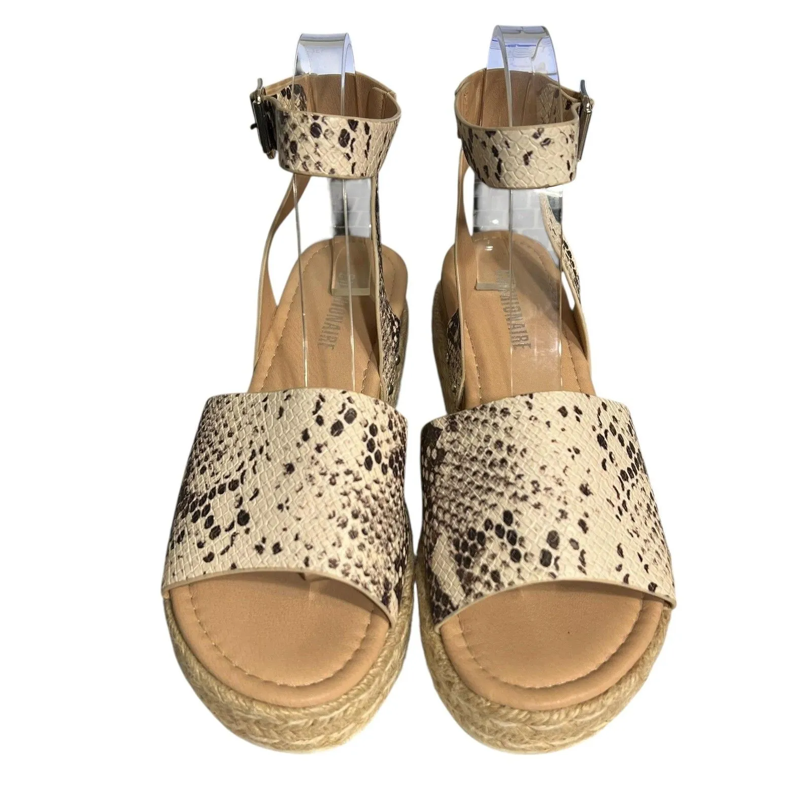 CUSHIONAIRE Miranda Sandals Womens 8 Snake Print Espadrille Platform Boho Ankle - Image 3