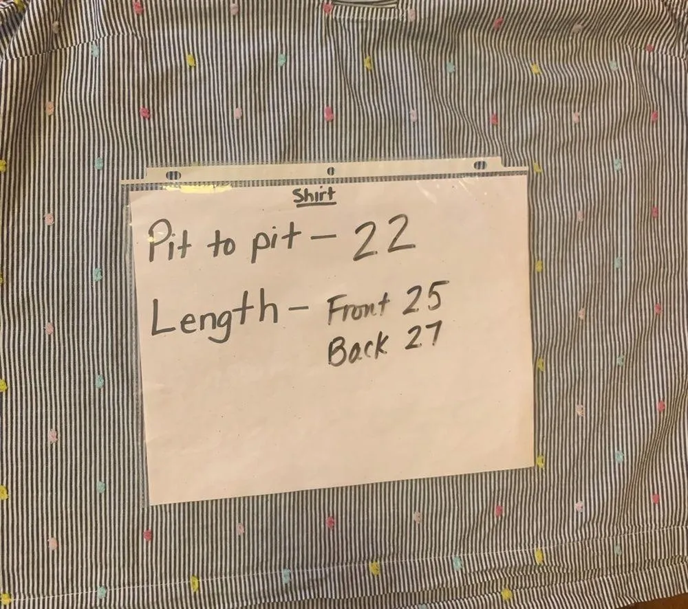 Crown & Ivy Top XL Navy White stripes multi colored yarn dots sleeveless Ruffle - Image 4