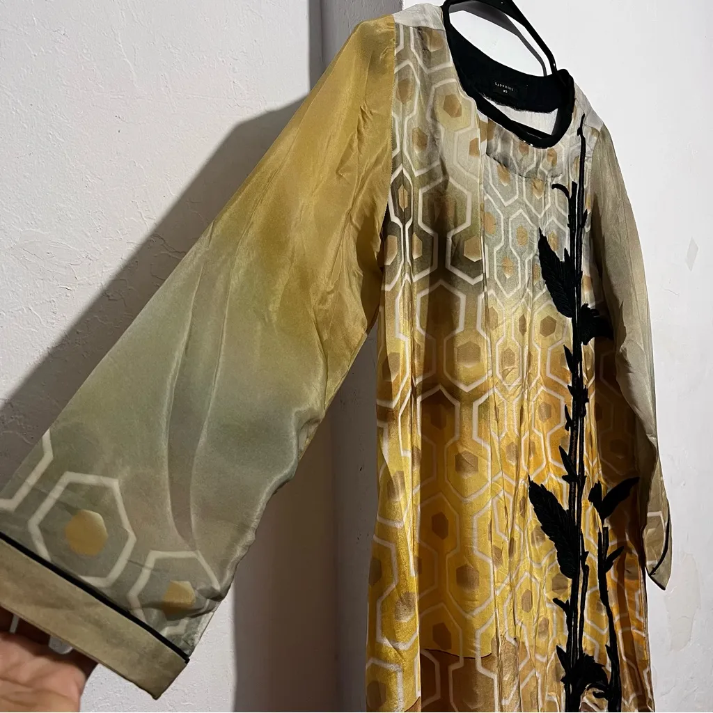 Yellow and Black Geometric Dress :Box L: Size XS - Image 2