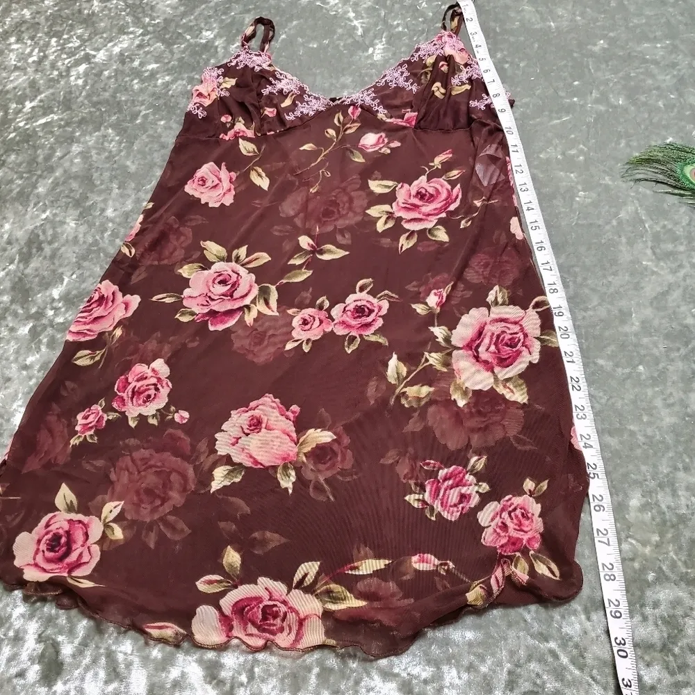 Avon Rose Print Sheer Slip Pink Size M - Image 4