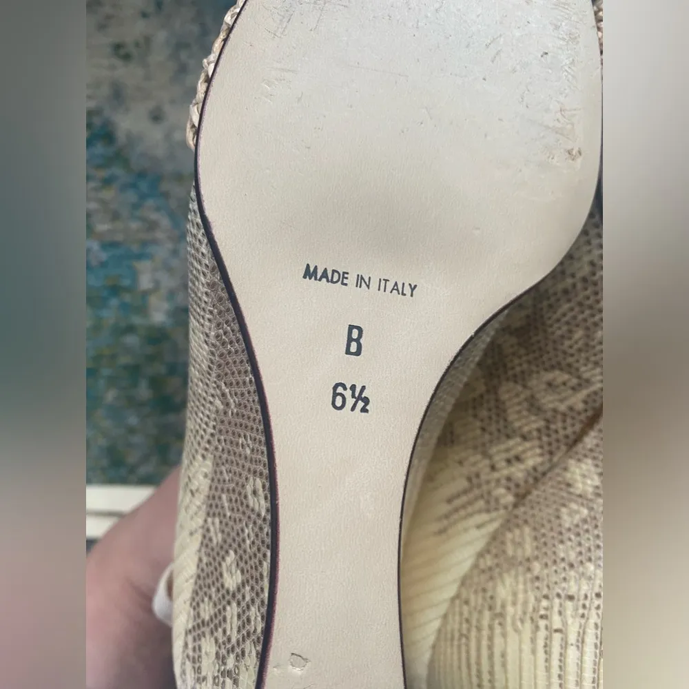 Diana Broussard snakeskin wedge woven ankle tie peep toe wedges, size 6.5M - Image 12