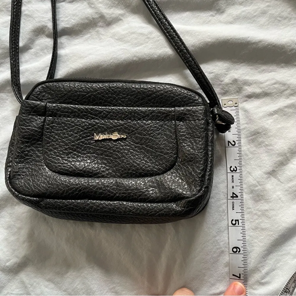 MultiSac Small Black Crossbody Bag Work Zippy Triple Compartment Compact Purse - Image 13