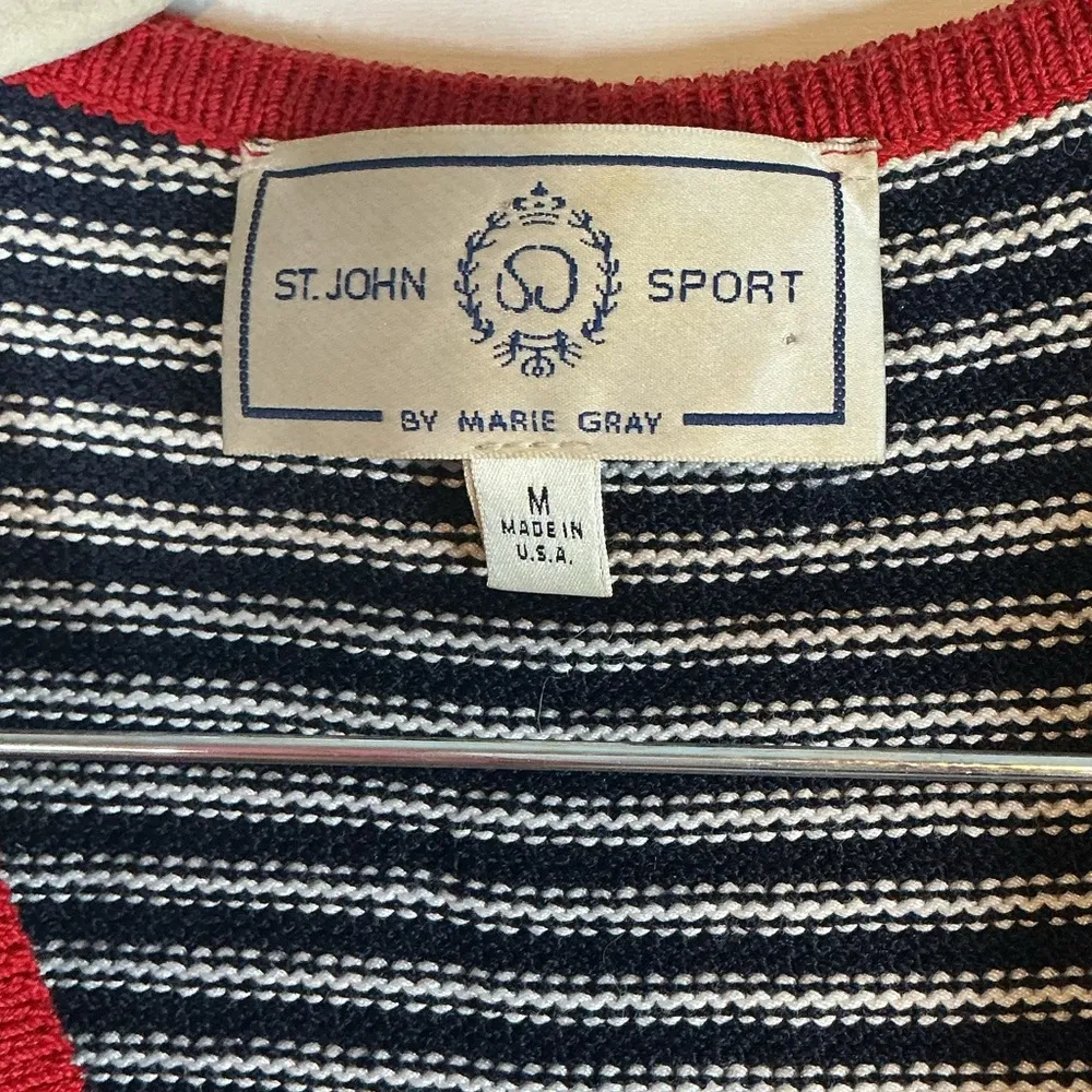 St. John Red and Black Striped Cardigan A0438 - Image 3