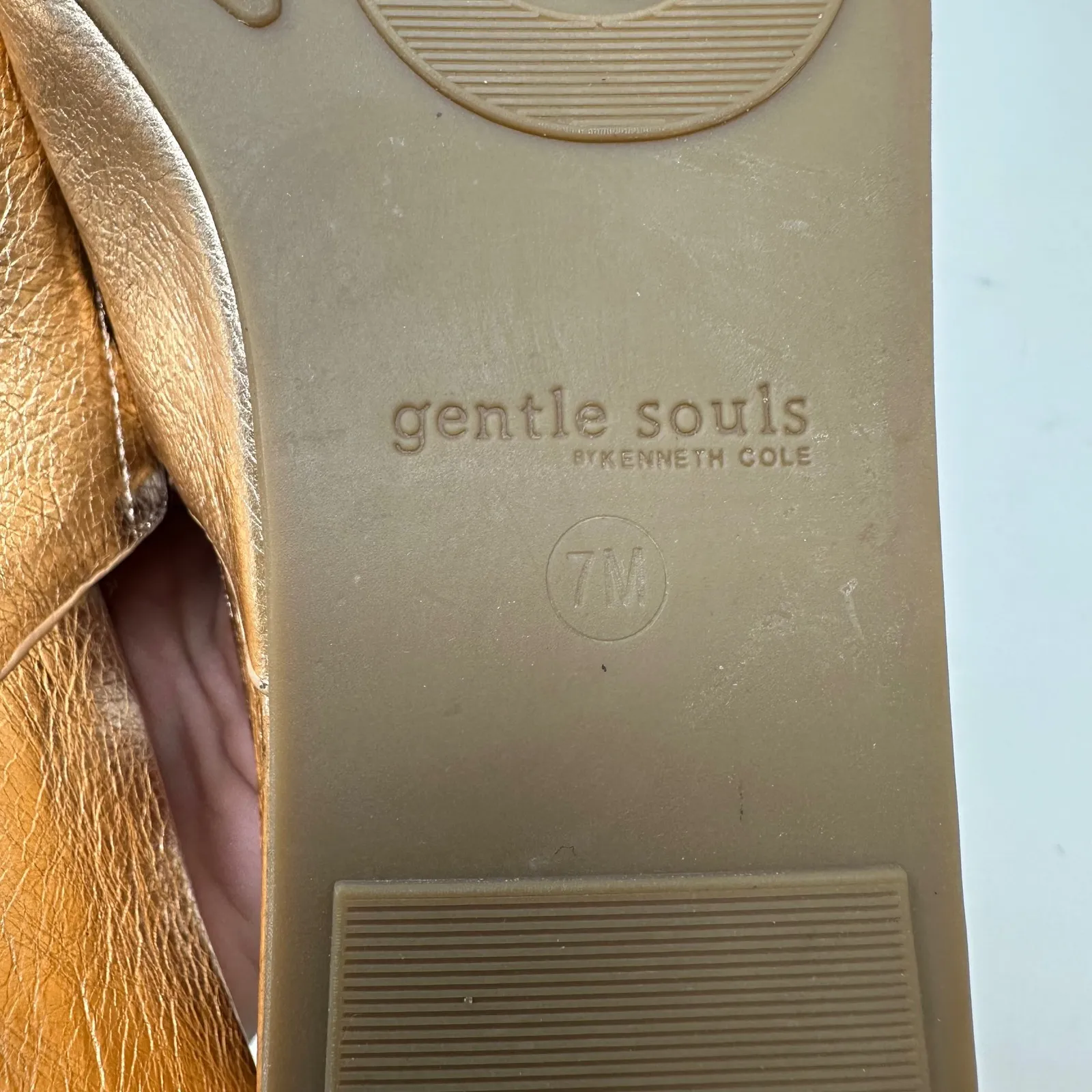 Kenneth Cole Gentle Souls Metallic Rose Gold Wedge Slide Sandals 7 - Image 9