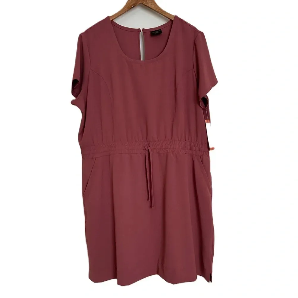 NWT 32 Degrees Women's‎ Deco Rose Pink Twill Pocket Dress XXL **FLAW** - Image 3