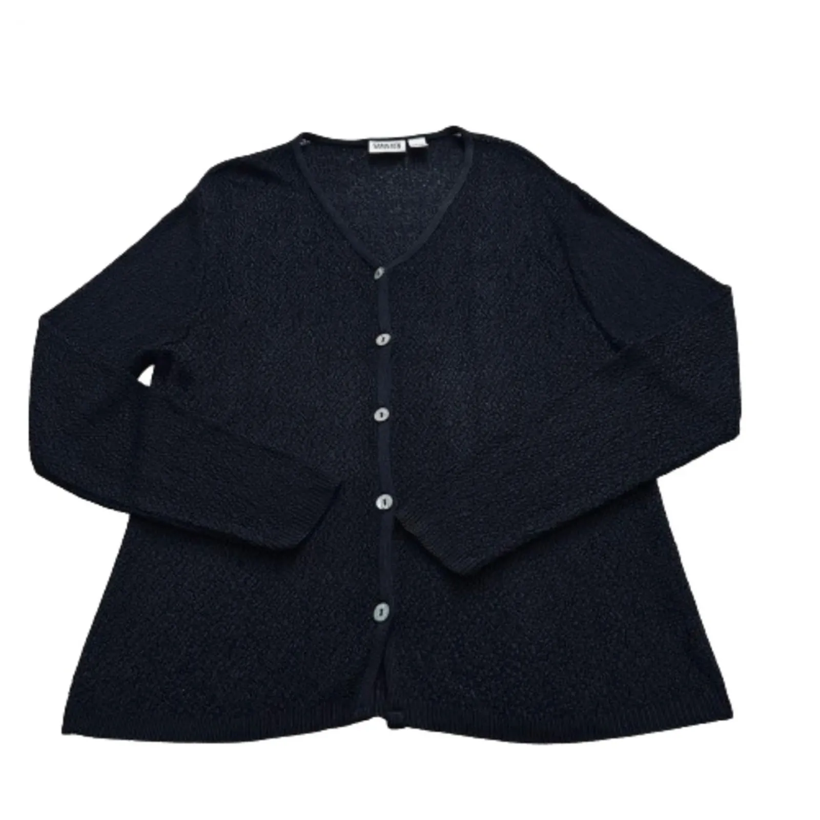 Chicos Design Cardigan Sweater Black Open Weave Knit Button Front Medium/Large Size undefined - Image 8