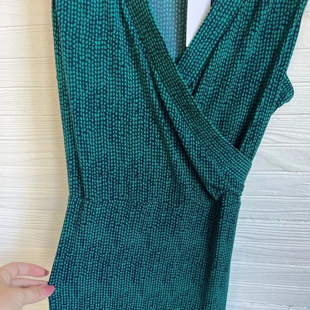 Covington Petite Green Maxi Dress MP Sleeveless Faux Wrap Tie Waist Long - Image 5