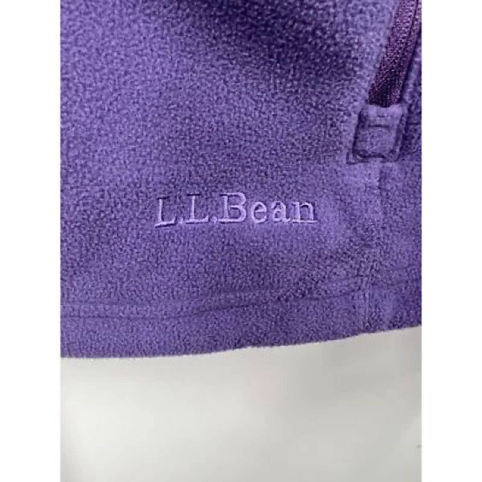 L.L. Bean Womens Fleece Jacket Purple Waist Length Full Zip Pockets Collar L Size L - Image 4