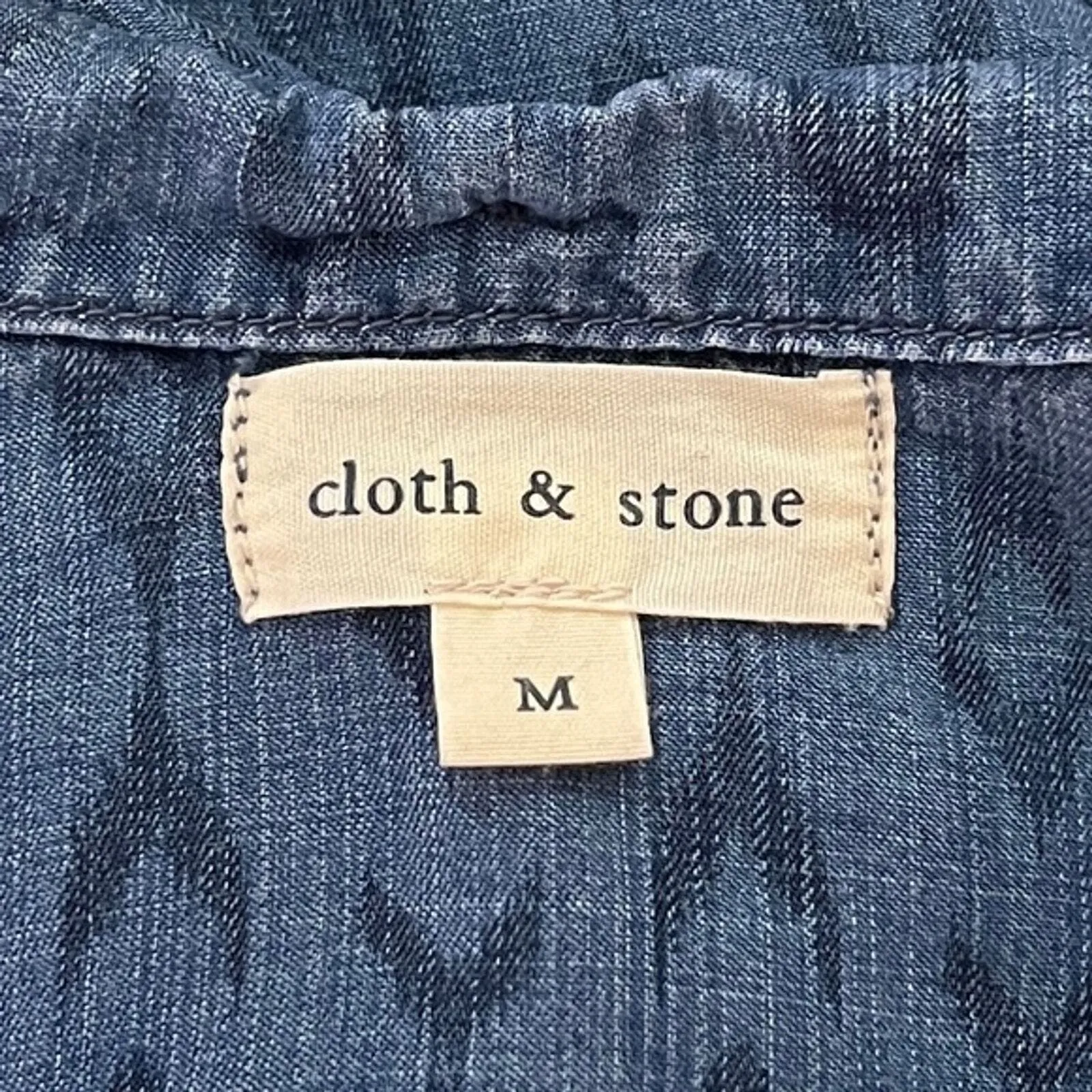 Cloth & Stone‎ Dress Womens Medium Blue Chambray Shirt Aztec Southwest Casual - Image 8