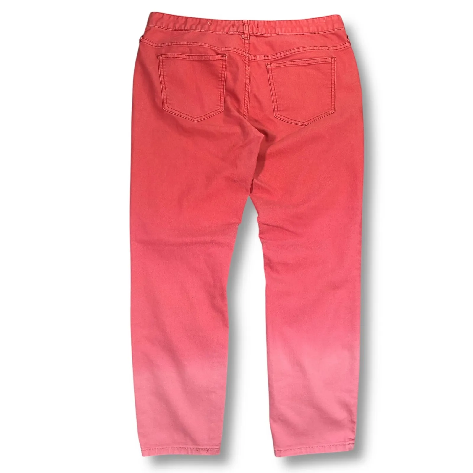 Free People Ombre ankle Jeans Coral Pink Women's 31 Dip Dye - Image 2