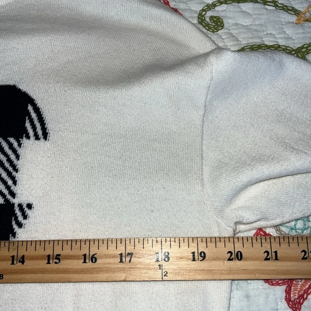 TALBOTS women’s medium mock neck sweater gingham heart ivory navy blue pullover - Image 5