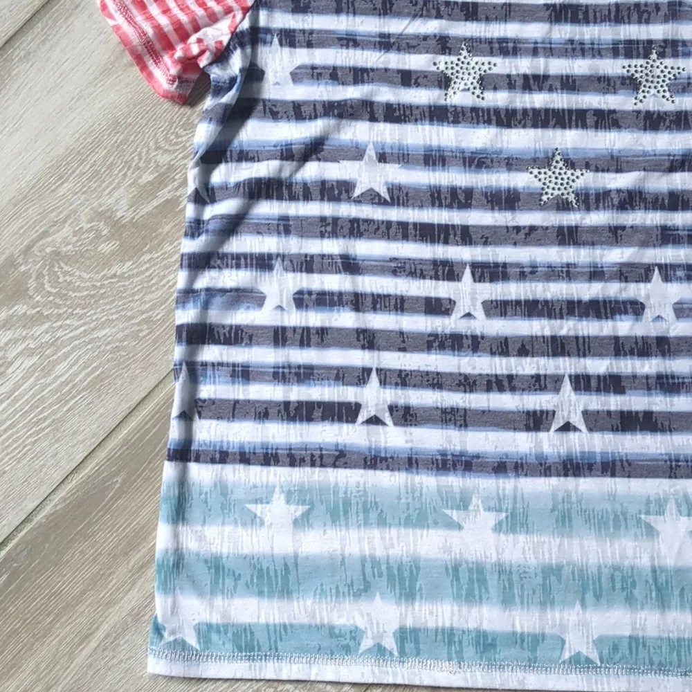 Onque Casuals Striped Patriotic Stars and Stripes Short Sleeve Tee Size L - Image 8