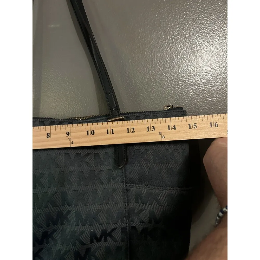 Michael Kors Tote Bag Womens Large Blue MK Monogram Shoulder Purse Handbag Zip - Image 7