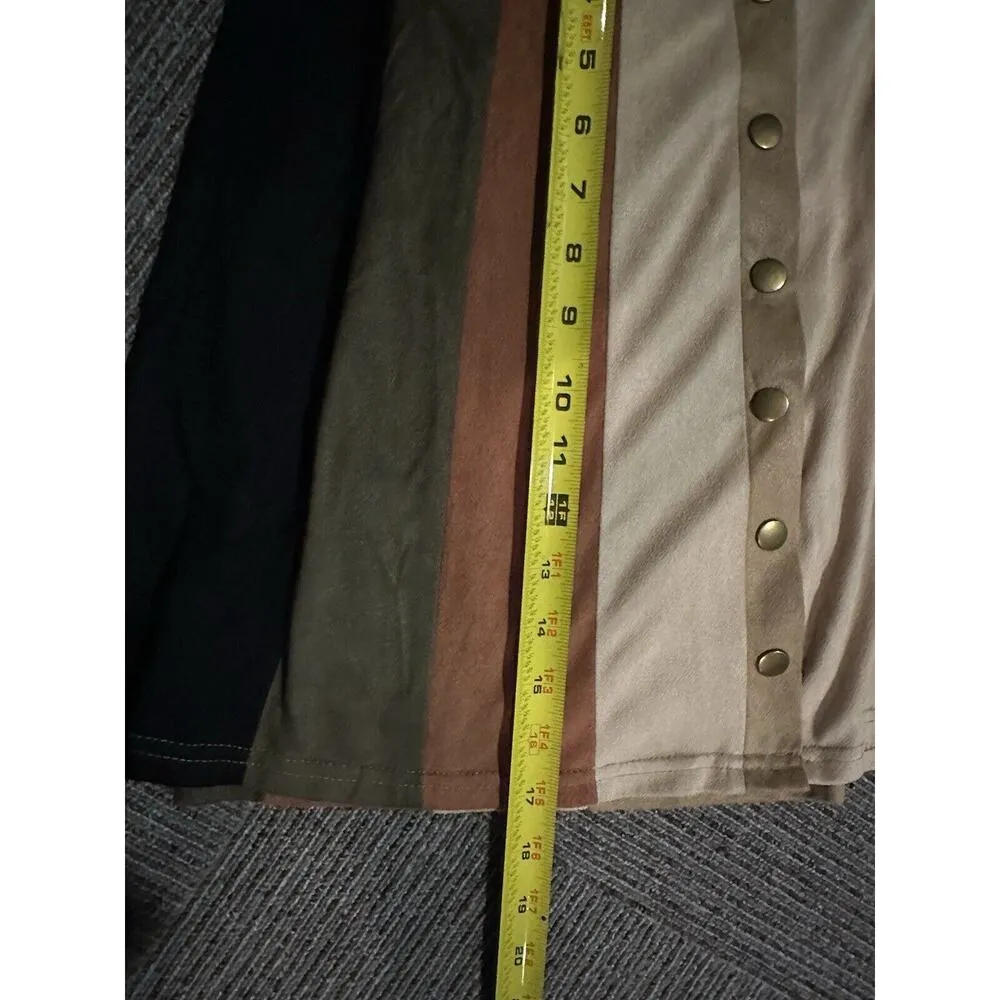 ANDREE By Unit Skirt Earth Tone Stripe Snap Front A-Line Medium Festival Boho - Image 5
