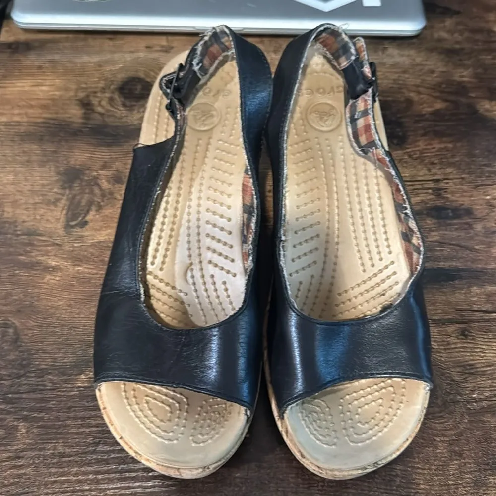 Crocs Black A-Leigh Cork‎ Wedges size 8 - Image 5