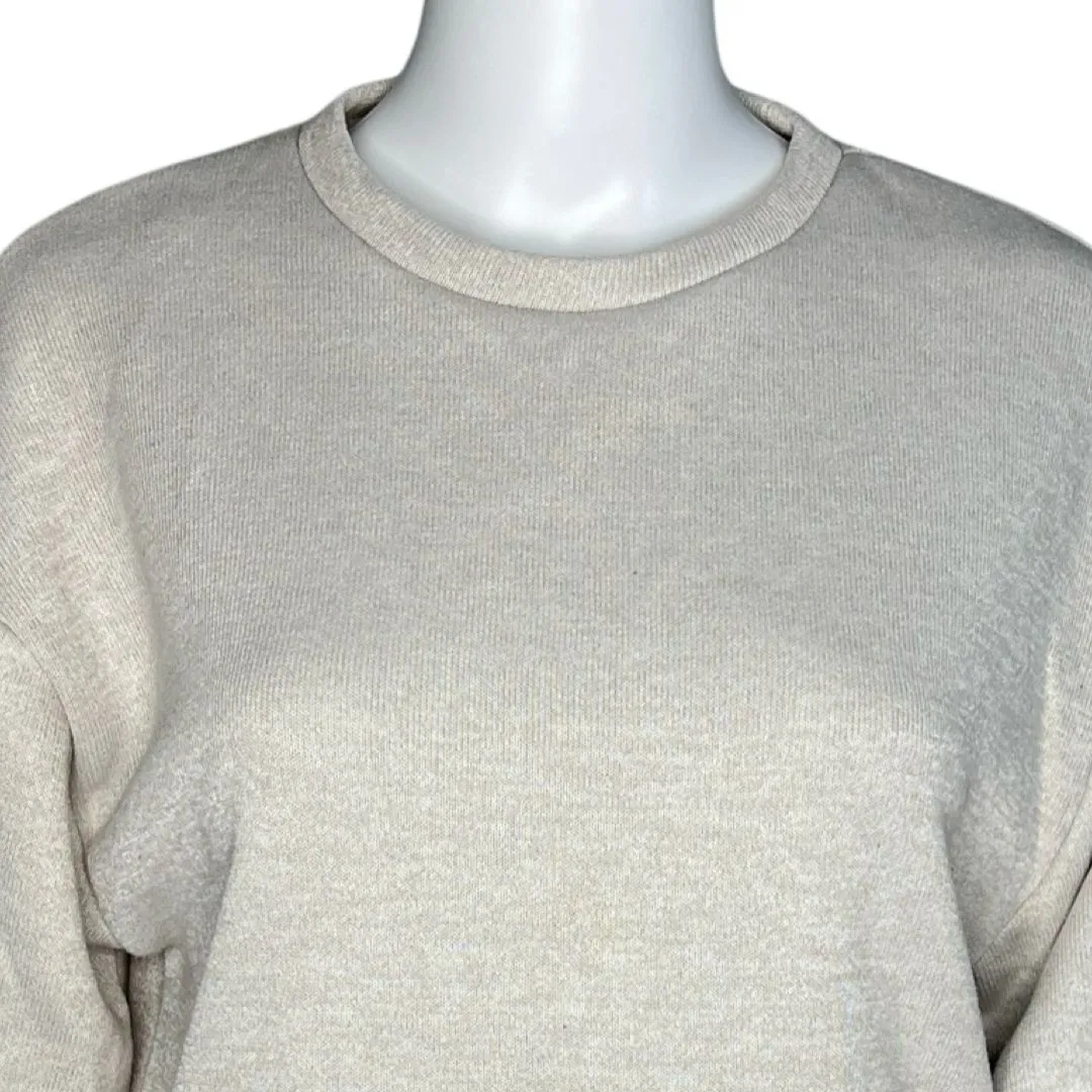 Zara Sweater‎ Womens Small Beige Cropped Drop Shoulder Cozy Comfy Casual Lounge - Image 2