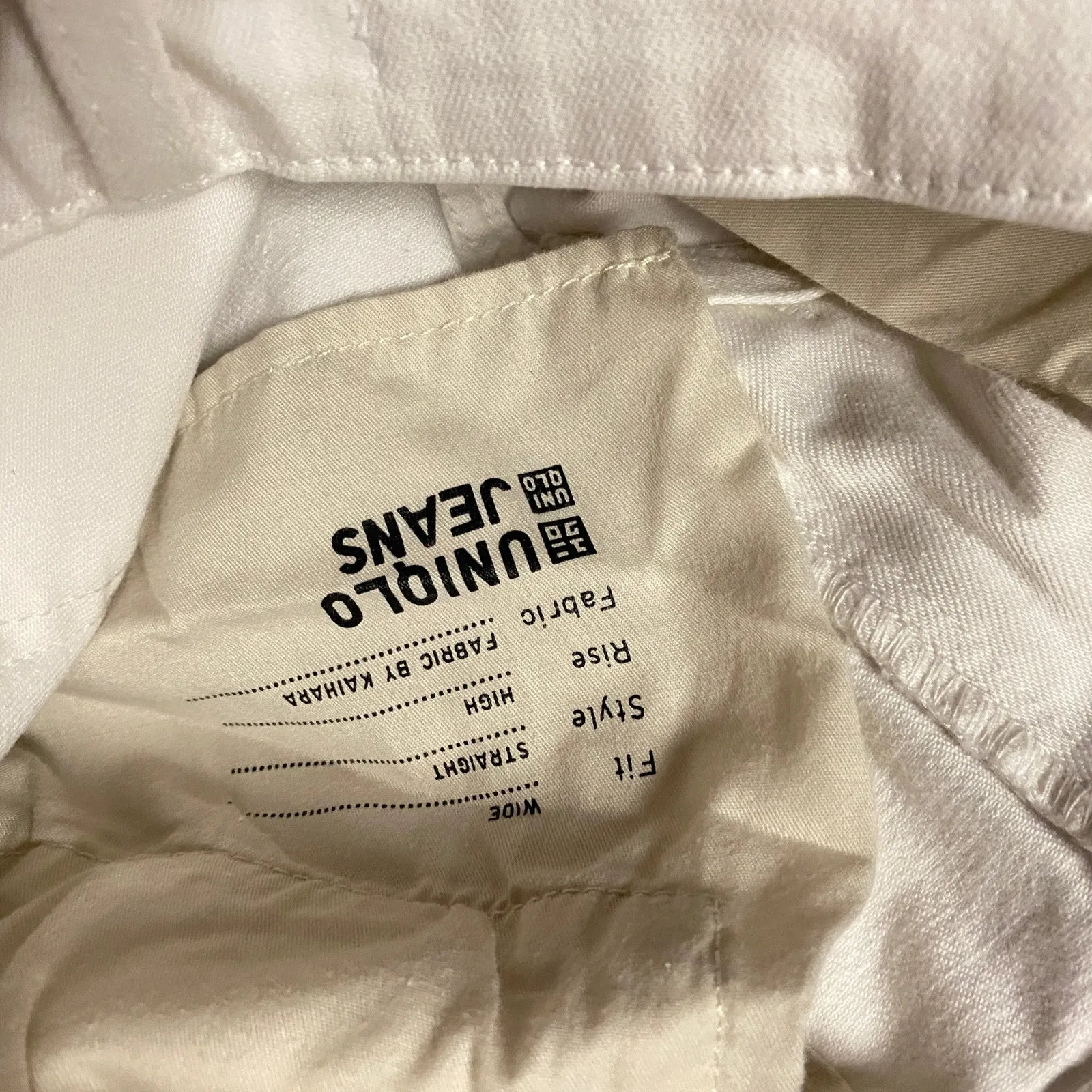 UniQlo White Wash Denim Wide Leg High Rise Raw Hem Cut-Off Jeans Women's Size 24 - Image 9