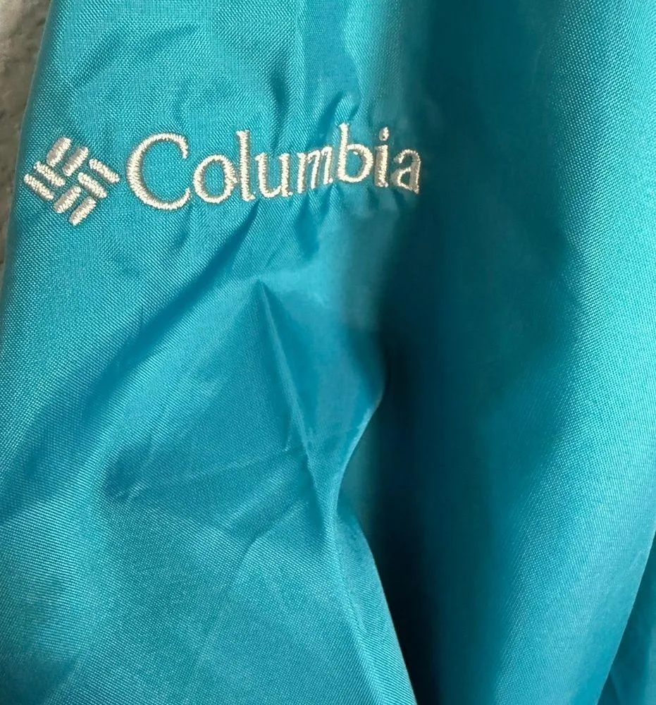 Columbia Rain to Fame Waterproof Hooded Jacket Windbreaker Teal Size Small - Image 6