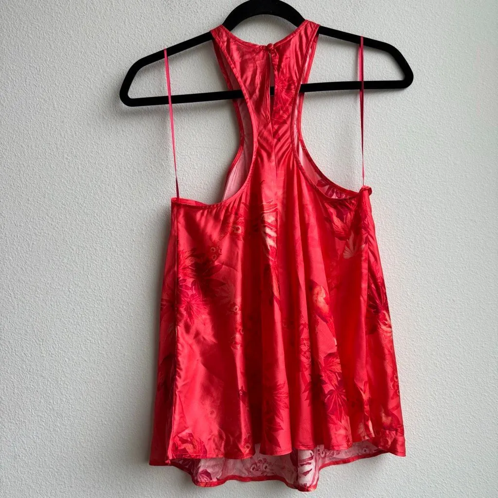 All Saints Verna Nila Silk Blend Top Orange Small US 4 Tailored Hem Retails $179 - Image 6