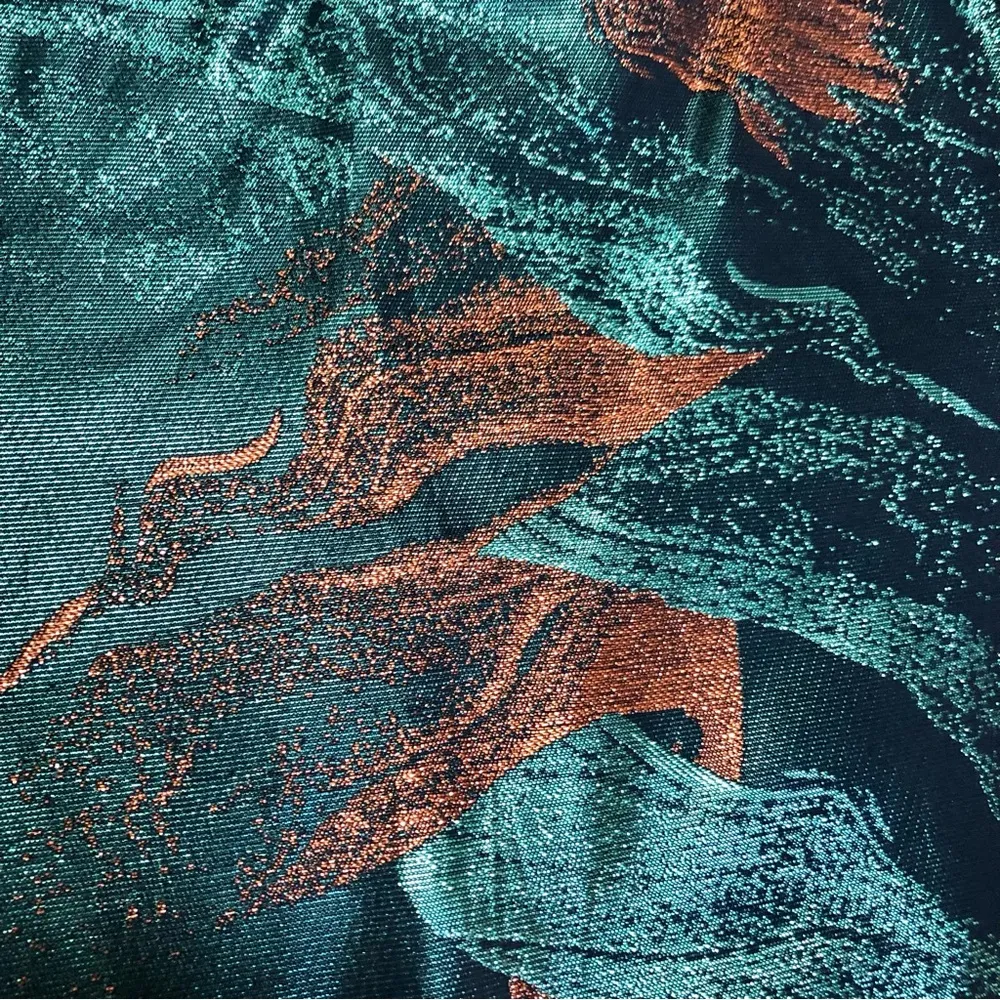 Maje Gab Metallic Jacquard Top 3/4 Length Sleeve Agate Swirly Copper Bronze Teal - Image 5