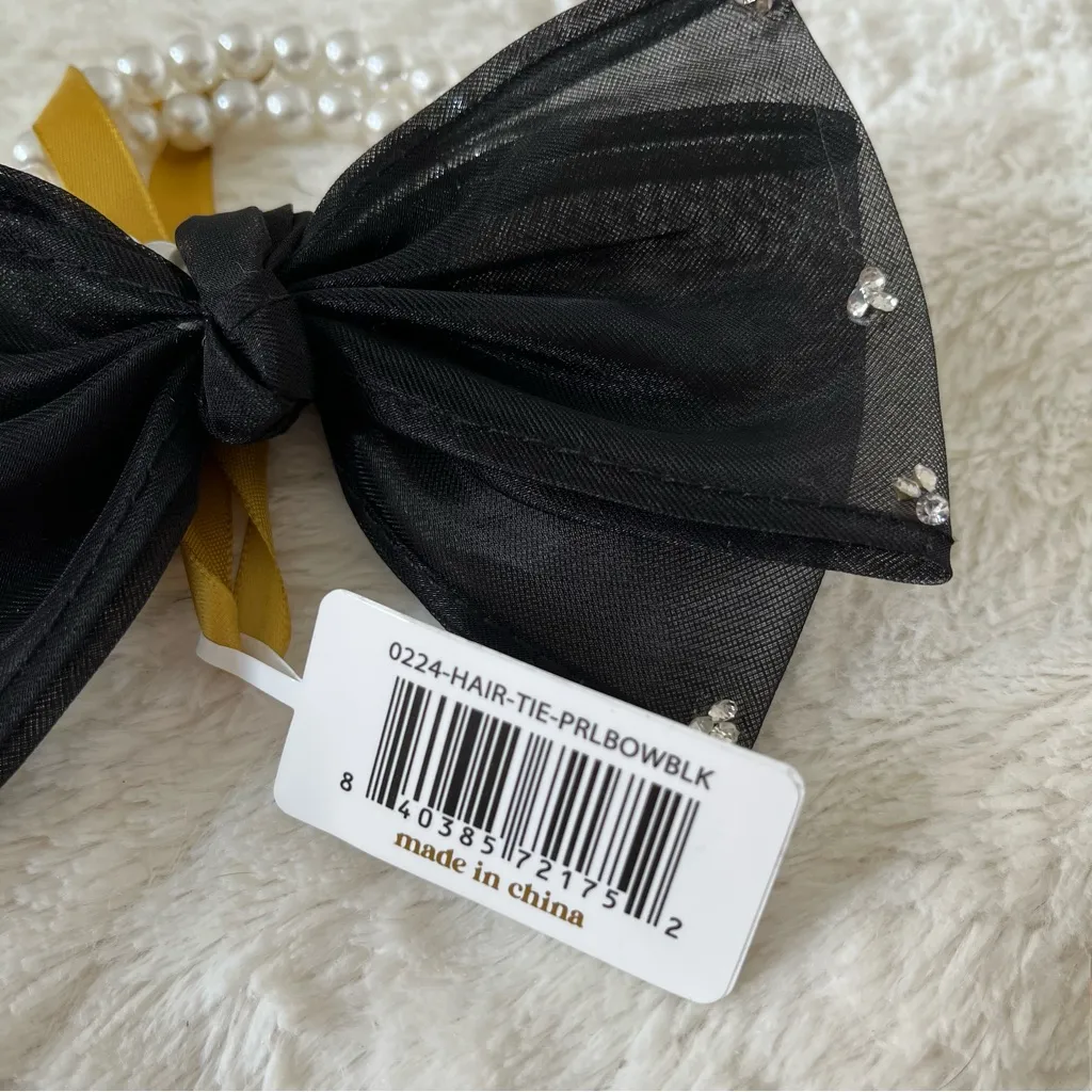NEW Simply Southern Black Pearl Bow Scrunchie NWT - Image 2