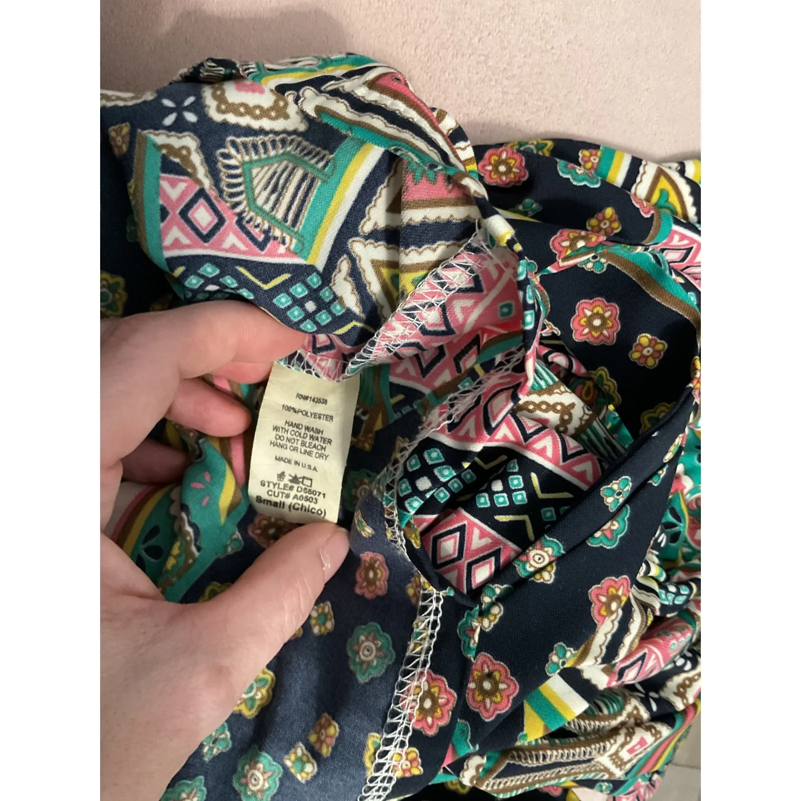 Chico's Chico Boho Patchwork Print Wrap Dress Kimono Sleeve Belted - Image 2