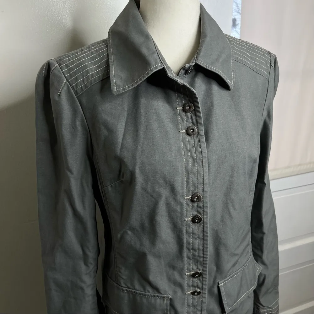 Vintage ie relaxed canvas jacket button front Size large cotton flap pockets - Image 16