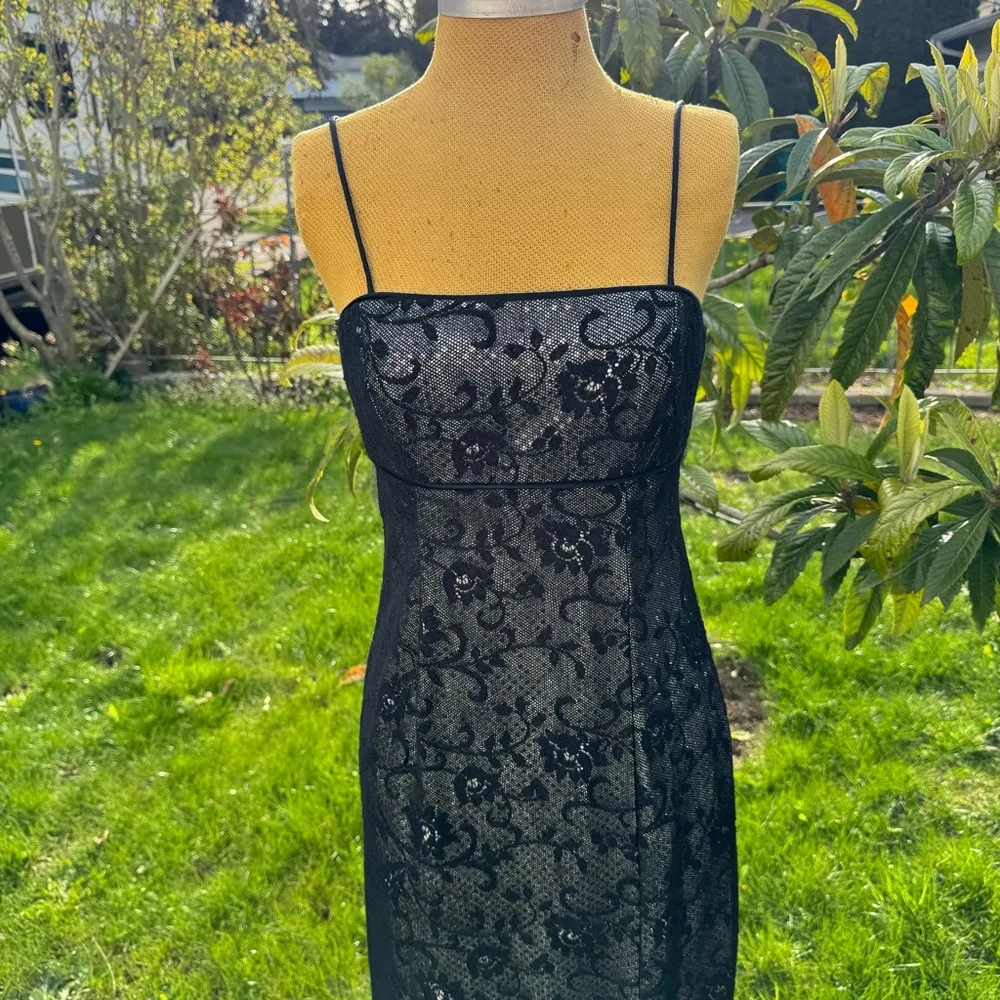 Vintage 90s Morgan and Co. By Linda Bernell Elegant Evening Sexy maxi dress M Blue - Image 2