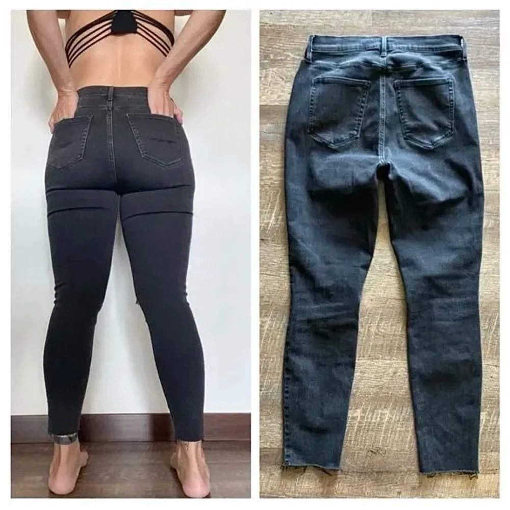 PacSun Skinny Jeans High Rise Distressed Jegging Ripped Frayed Black - Image 6