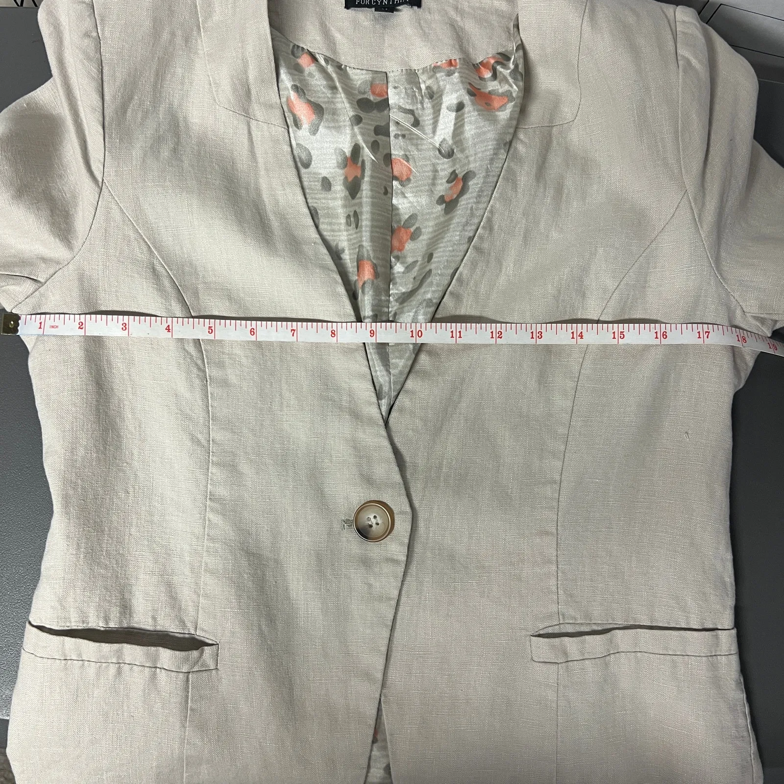 For Cynthia  Linen Long Sleeve Button Front Blazer Jacket Size Medium - Image 11