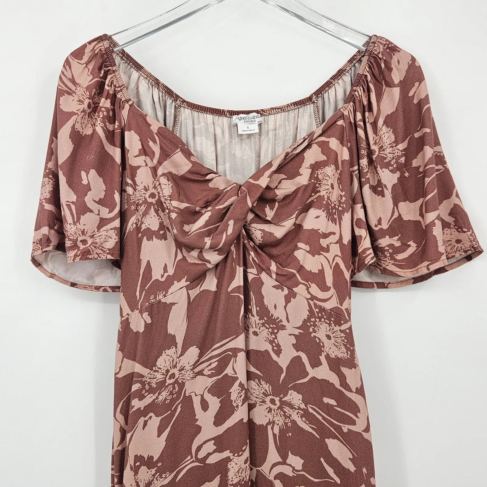 Ingrid + Isabel The Glow Maternity Shower Dress Tan‎ Brown Floral Print Sz Small - Image 2