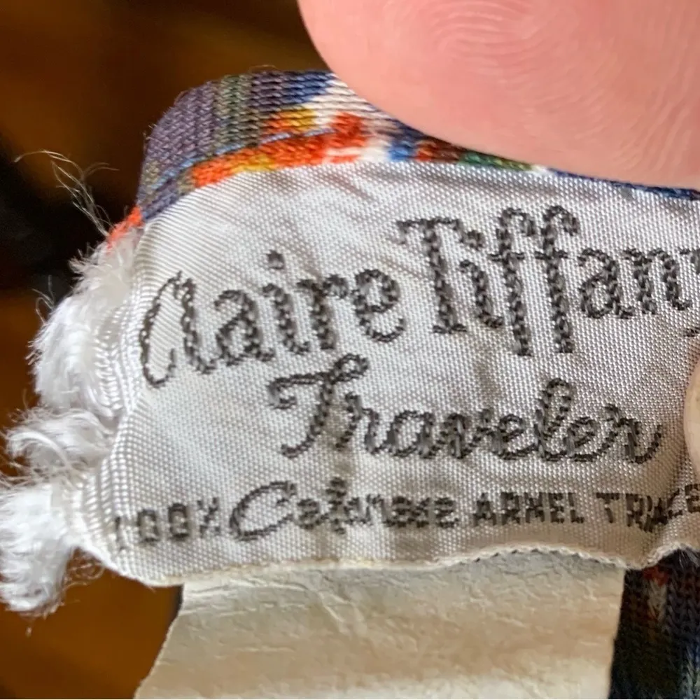 Vintage Claire Tiffany Traveler Abstract Ruffle Dress | Small | Pinup Rockabilly Blue - Image 9