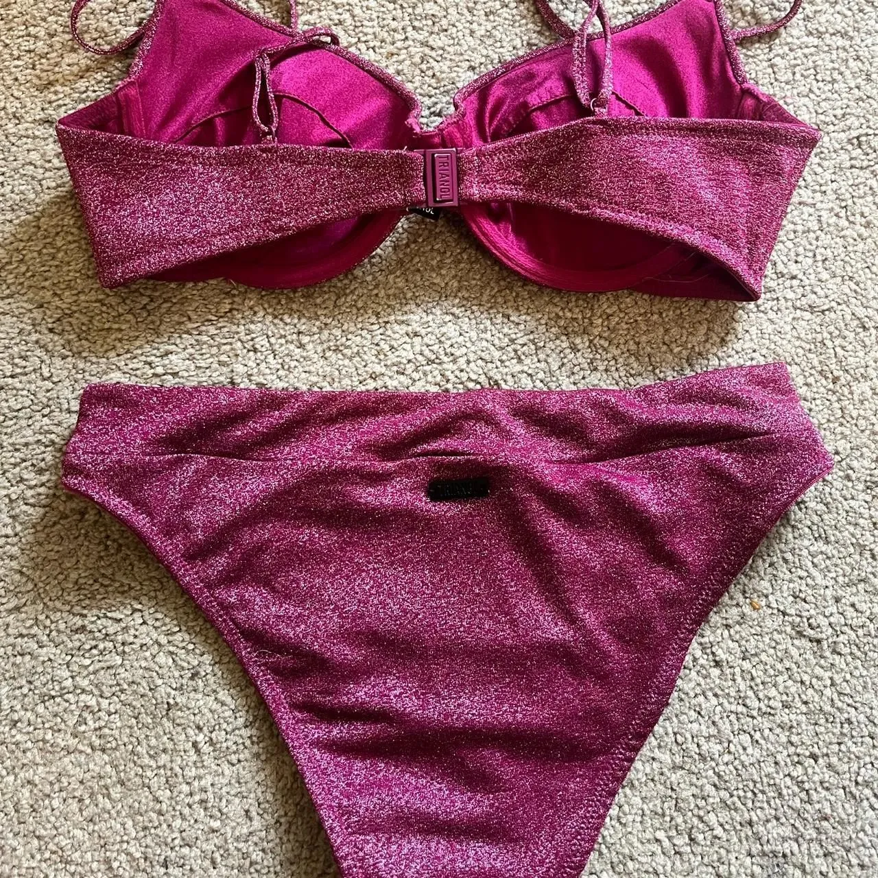 Triangl Women's Pink and Burgundy Swimsuit - Image 2