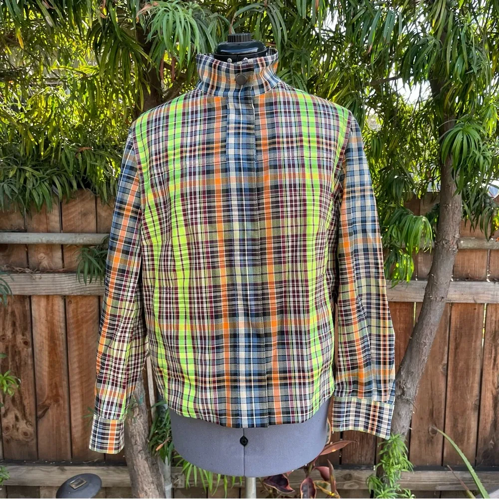 Akris Punto Madras Check Cotton Gabardine Jacket size 12 - Image 2