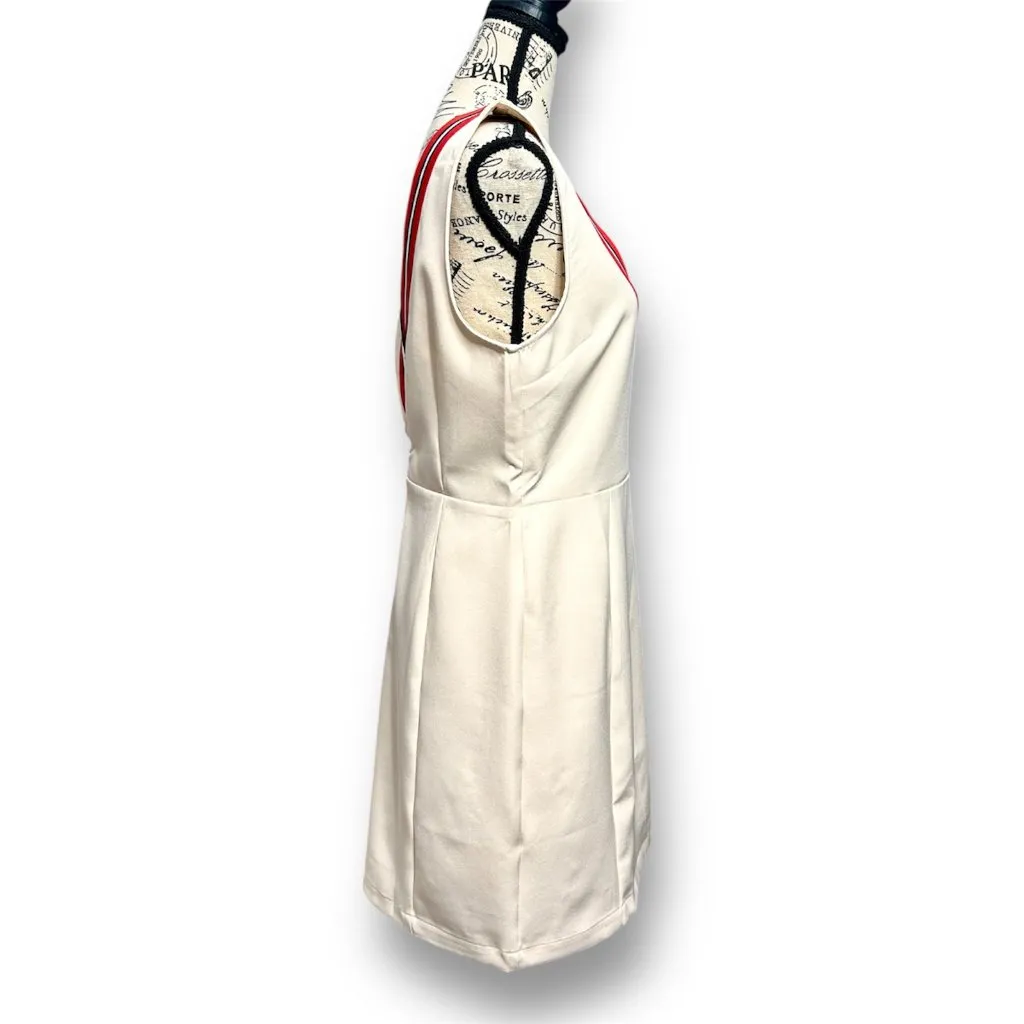 Anthropologie English Factory L Ivory Mini Dress Varsity Stripe Retro Preppy NWT - Image 6