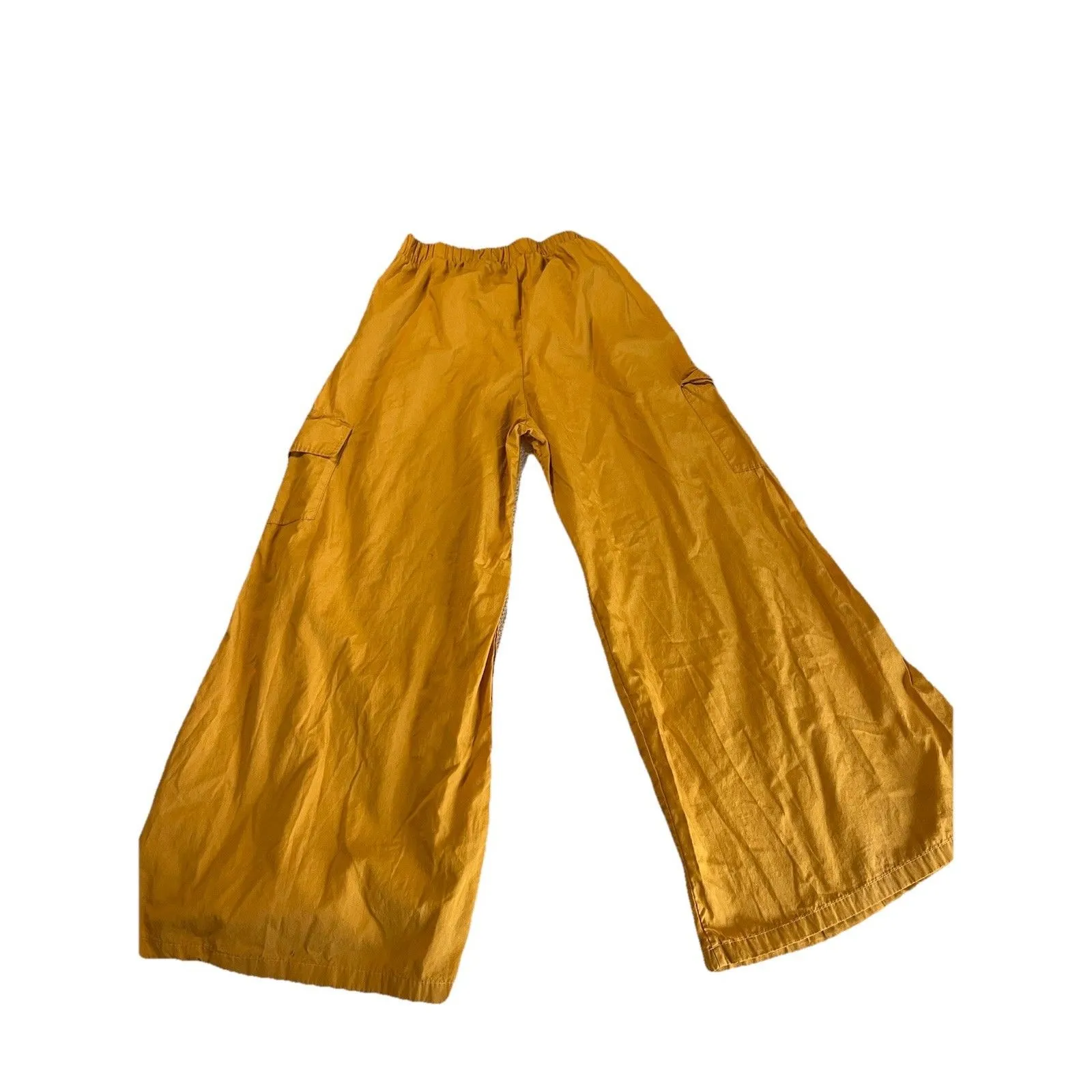 Wide Leg Mustard Yellow Pants Size S Cargo Pants Casual Resort - Image 2