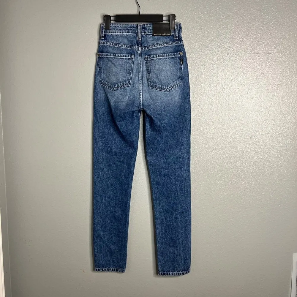Anthropologie Modern American Melrose High Rise Straight Leg Jeans Size‎ 24 NEW Blue - Image 7