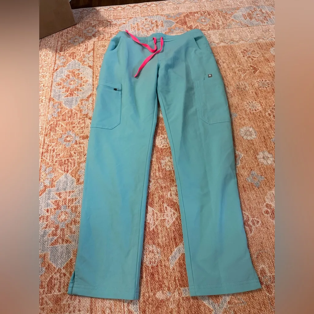 Figs yola skinny scrub pants neon blue rare limited edition size XS/P - Image 5