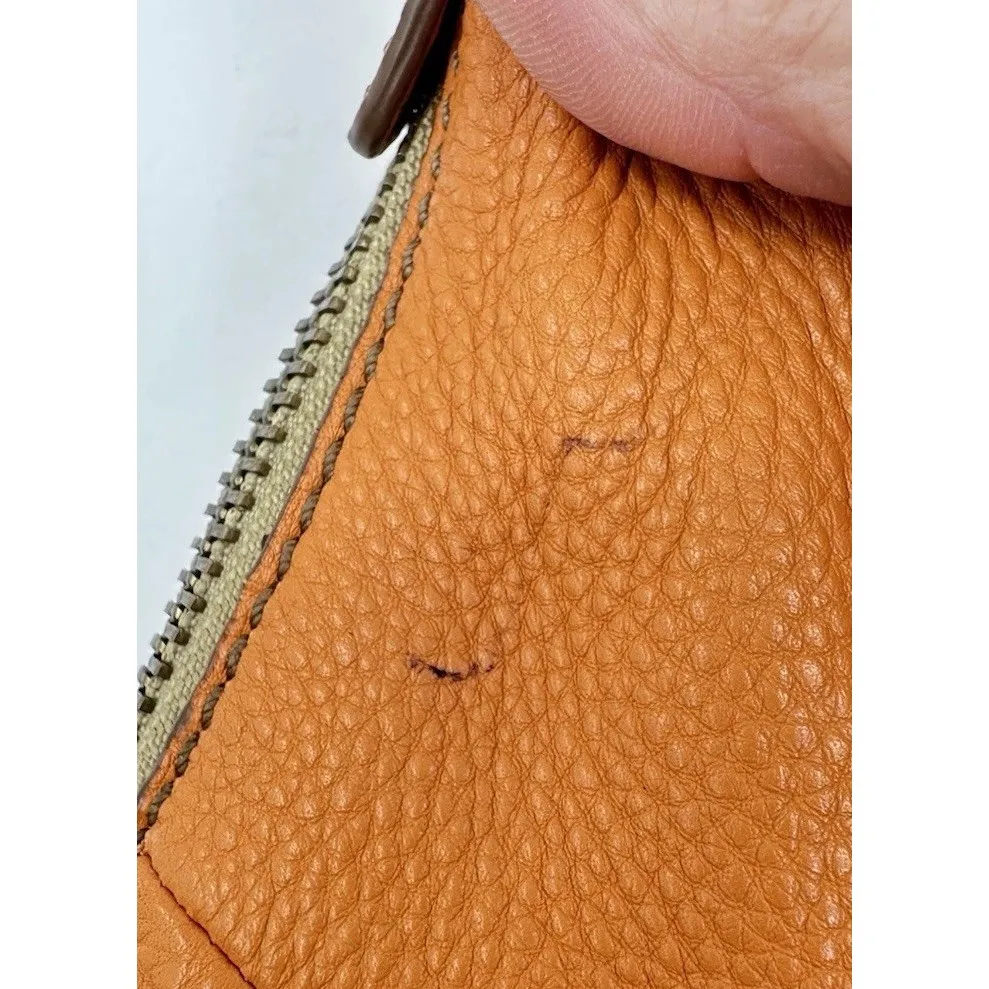 Fossil Vintage Rust Orange Cowhide Leather Zipper Hobo Pouched Shoulder Bag - Image 12