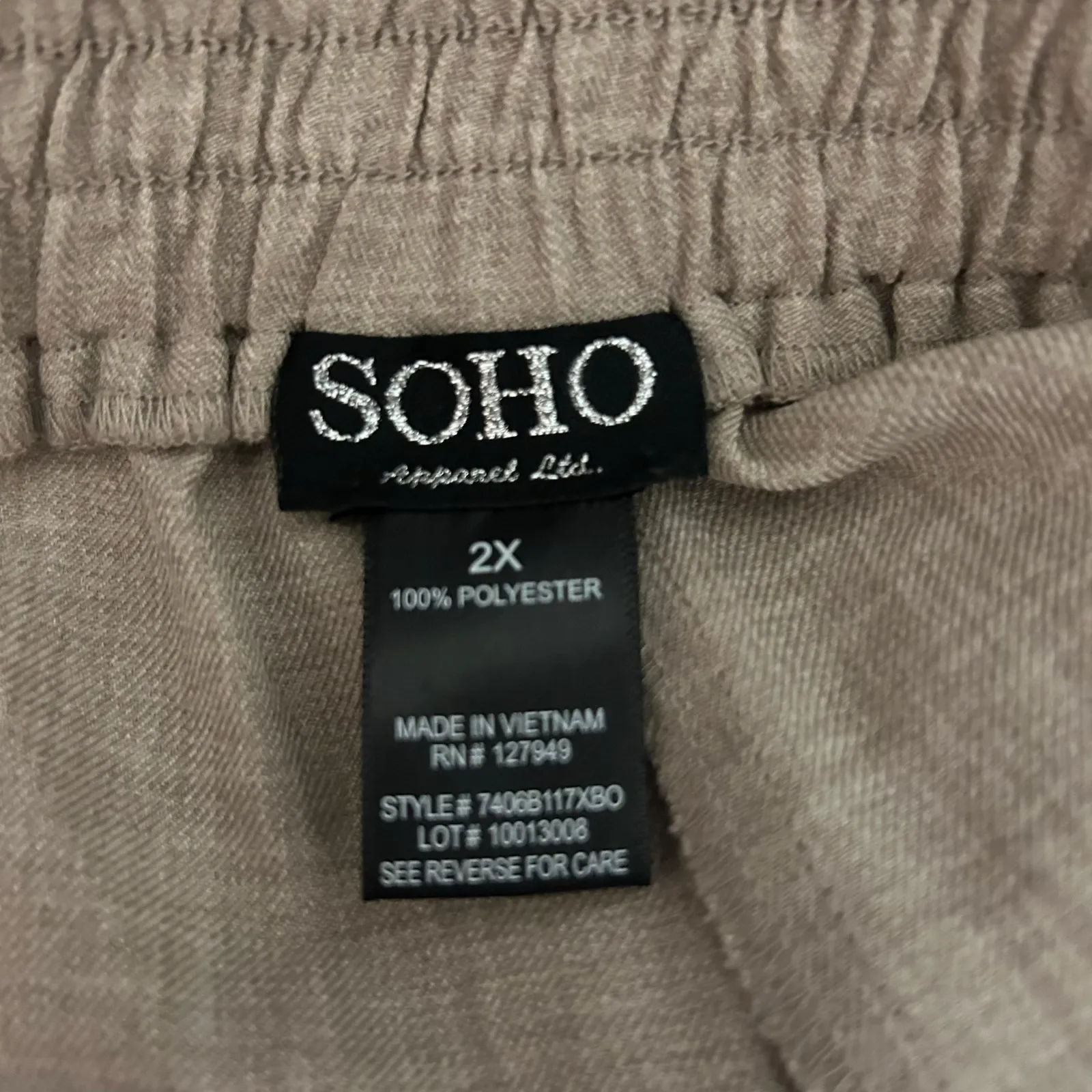 SOHO Apparel Crop Wide Leg Pants Beige SZ 2X Pull On Elastic Waist Casual Office Tan - Image 5