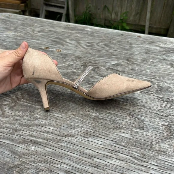 Nina BRYSTOL ALAMO TAN SUEDE MID-HEEL D'ORSAY‎ DRESS PUMP  size 6 - Image 5