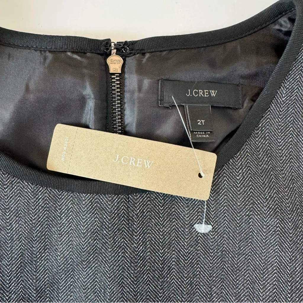 J.Crew Herringbone Fit & Flare Dress 2 Tall NWT Charcoal Gray Workwear - Image 8
