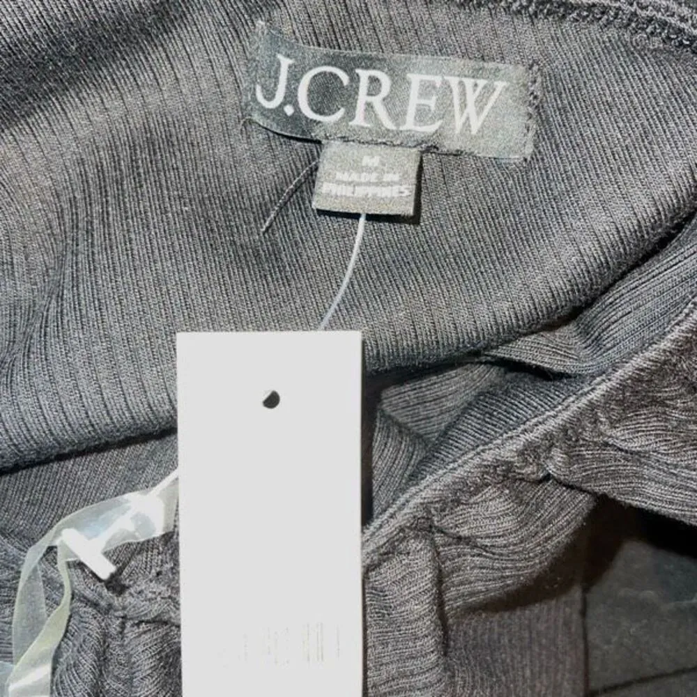 J.Crew Womens Ribbed Ruffled Neck‎ One Shoulder Top Blouse Black Size Medium NWT - Image 7