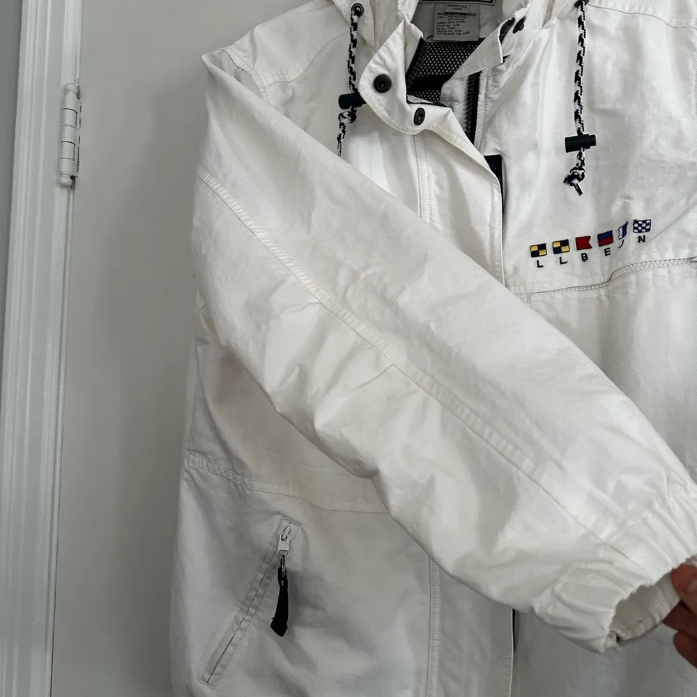 VTG 90’s Y2K LL Bean Jacket Womens L White Nautical Windbreaker Sailing Hooded. Size L - Image 15