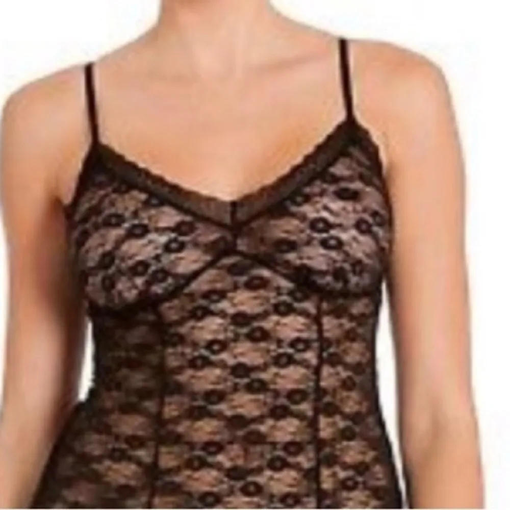 Lace See Through Bodycon Body Hugging Silhouette Teddy Black S - Image 4