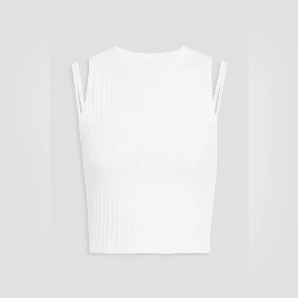 NWT HELMUT LANG Cropped ribbed cotton-jersey top Large - Image 3