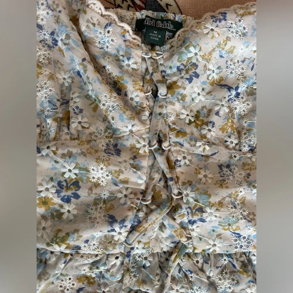 White Floral Lace Corset Style Wild Fable Stretch Daisy Coquette Tank Top M - Image 5