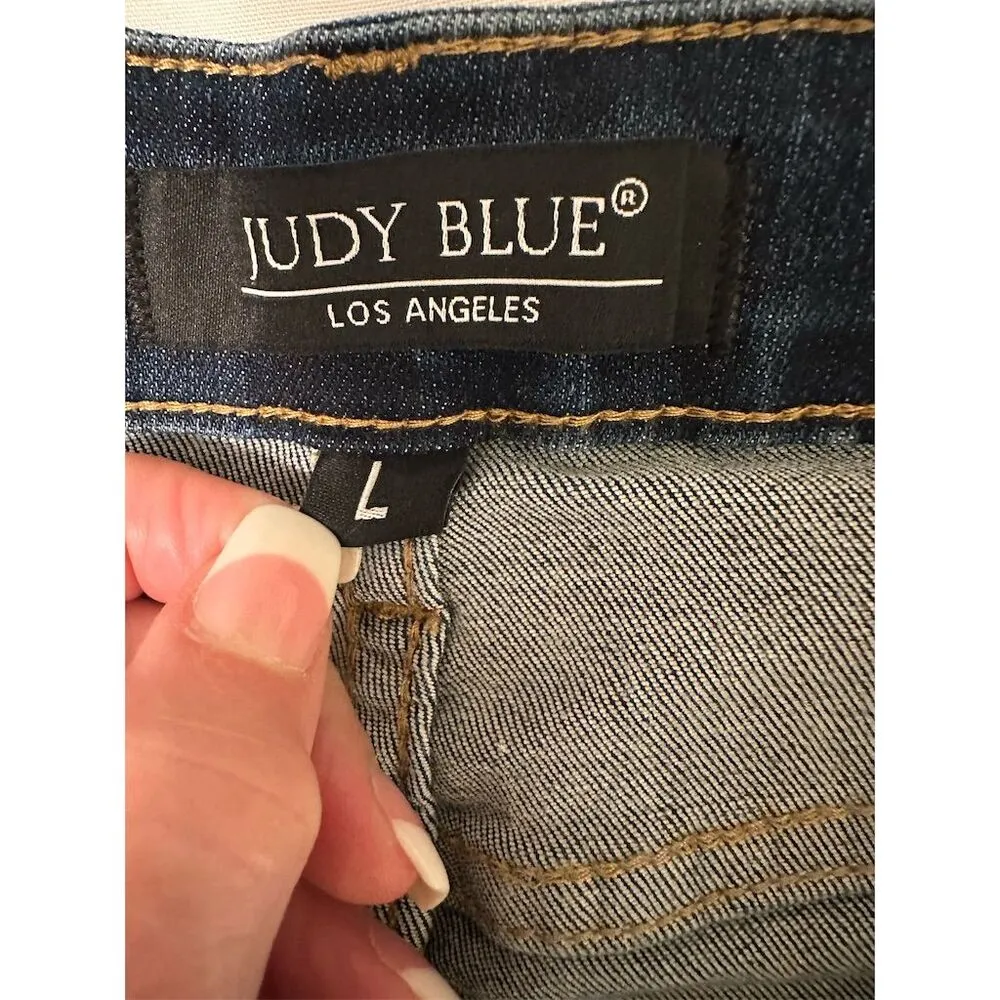 Judy Blue Women's Bermuda Denim Shorts Blue Size L Casual Summer - Image 3