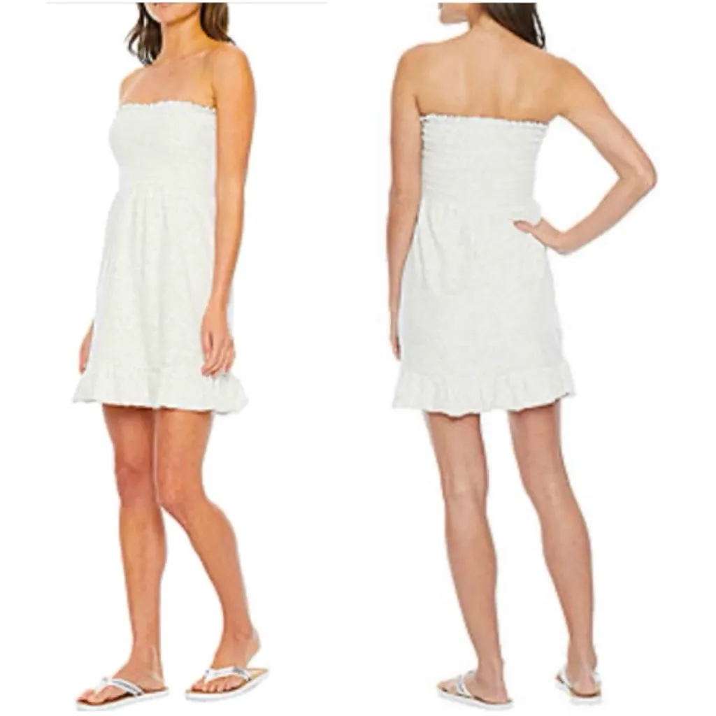 Juicy Couture Grey Velour Strapless Ruffle Tube Dress Size Large - Image 3